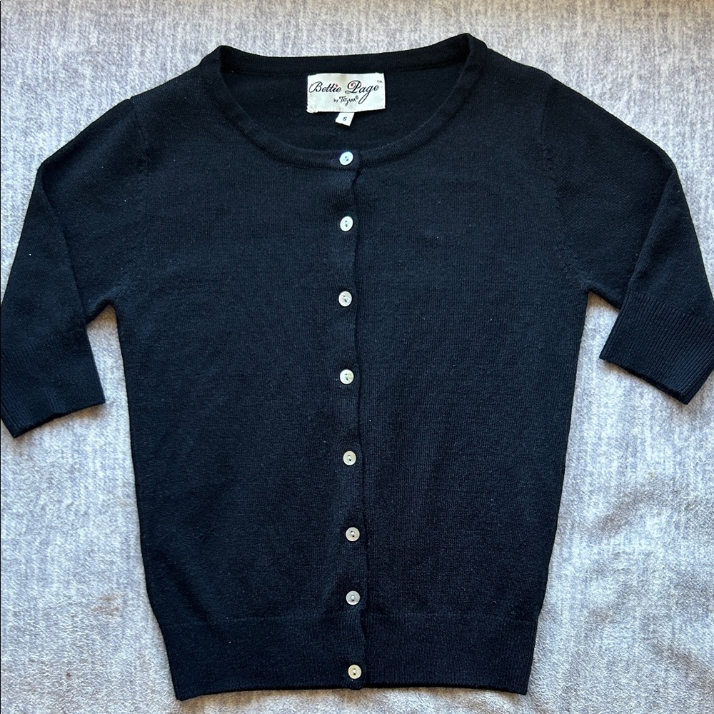 Bettie Page Women's Black Button-Up Cardigan